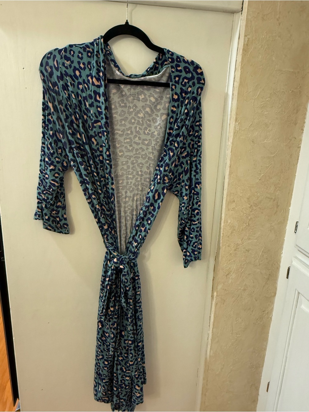 Posh Peanut Teal & Pink Leopard Print Wrap Robe